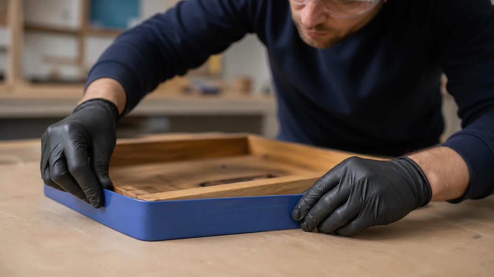 Préparer une coulée sur un plateau en bois — vue d’atelier 2